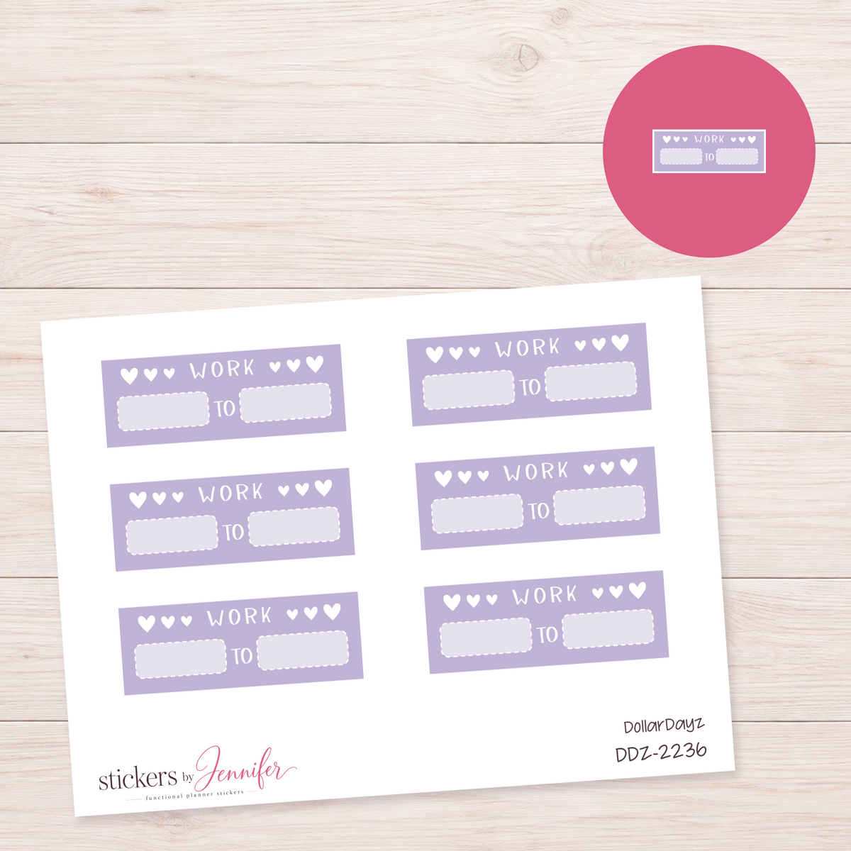 Lavender Work Hours Label Planner Stickers | DDZ-2236
