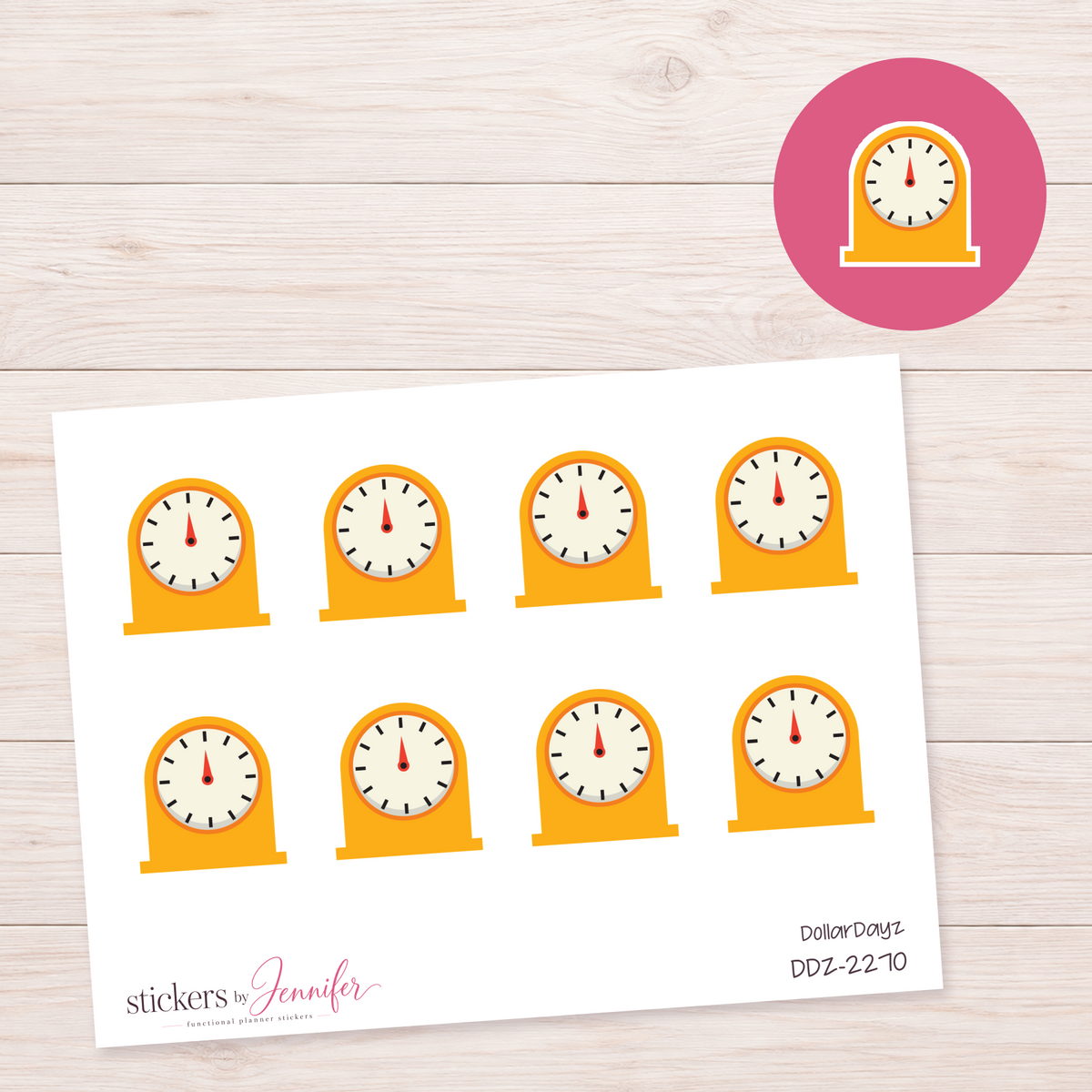 Golden Mantel Clock Planner Stickers | DDZ-2270