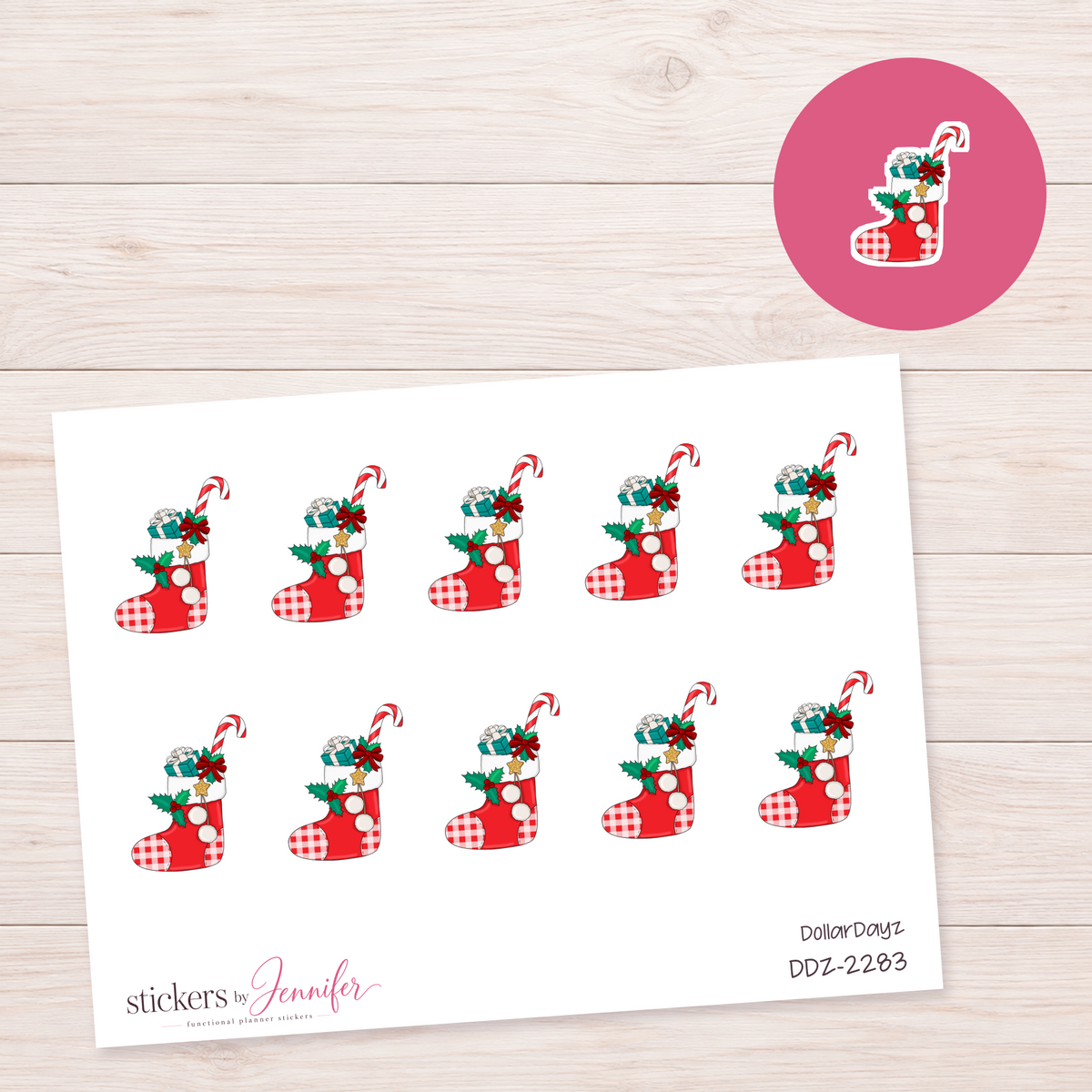 Gift-Filled Holiday Stocking Planner Stickers | DDZ-2283