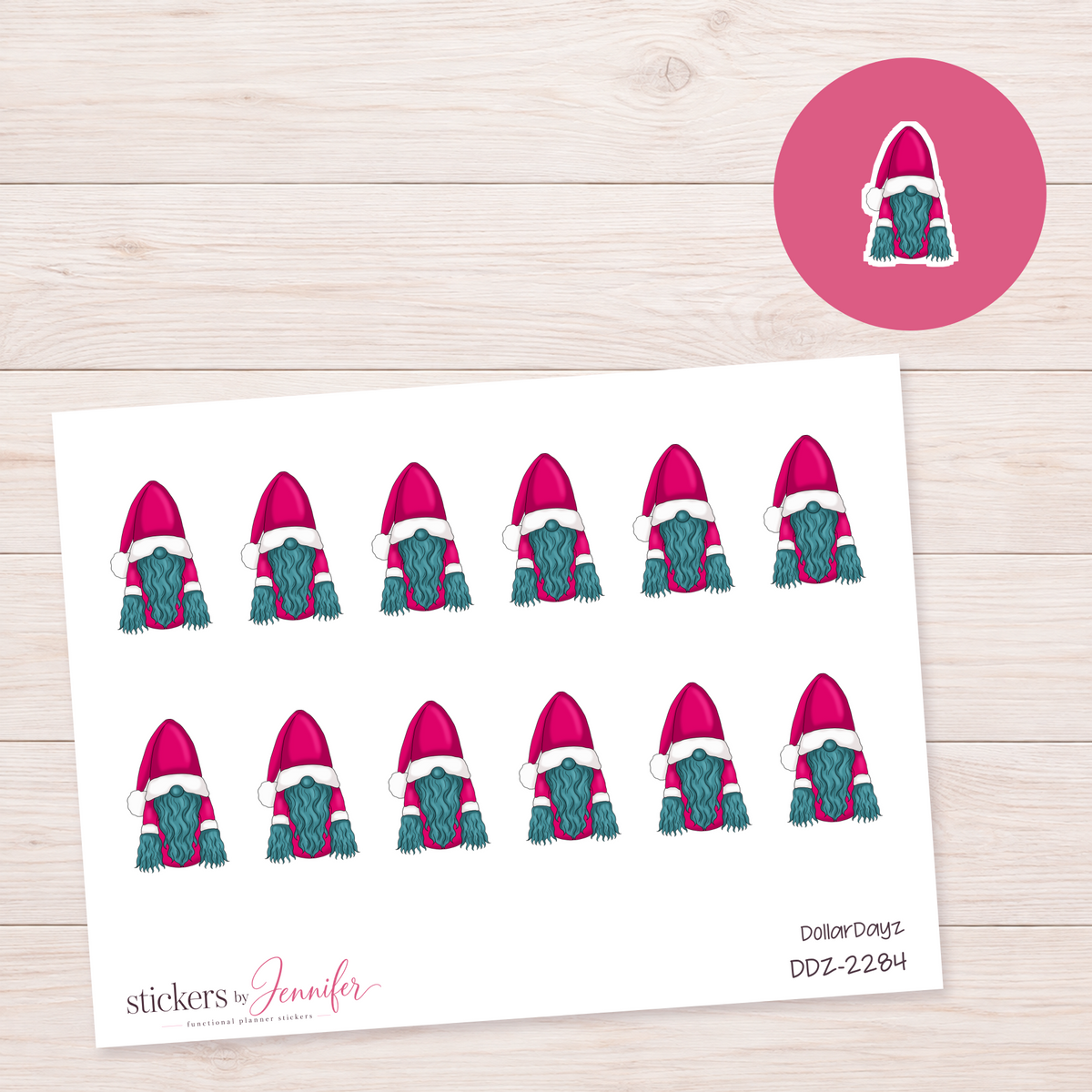 Pink Hat Gnome Planner Stickers | DDZ-2284