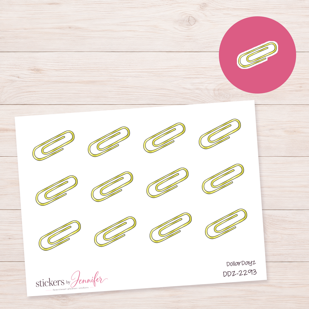 Yellow Paper Clip Planner Stickers | DDZ-2293
