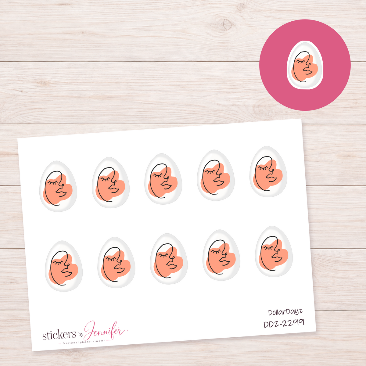 Light Abstract Face Stone Planner Stickers | DDZ-2299