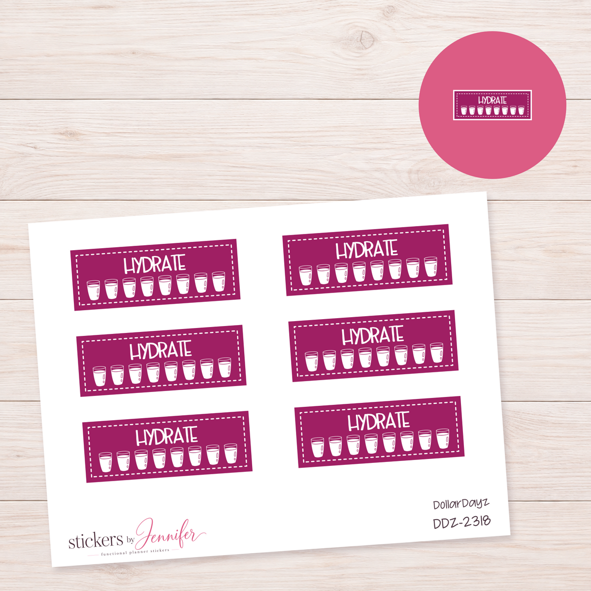 Berry Water Glass Tracker Planner Stickers | DDZ-2318