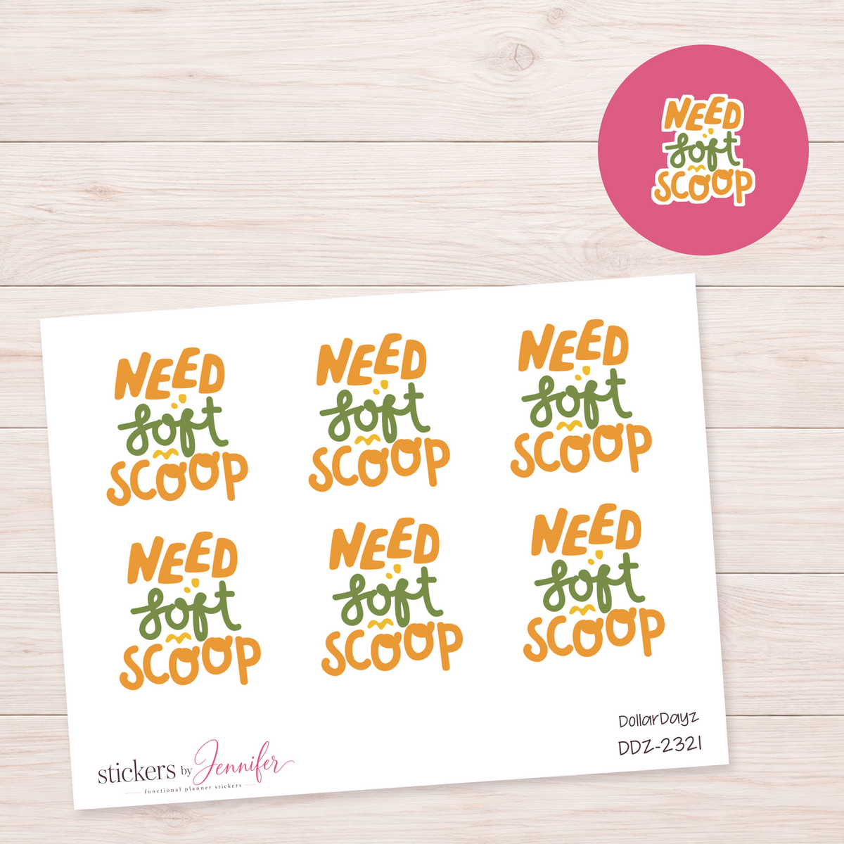 Need First Scoop Lettering Planner Stickers | DDZ-2321