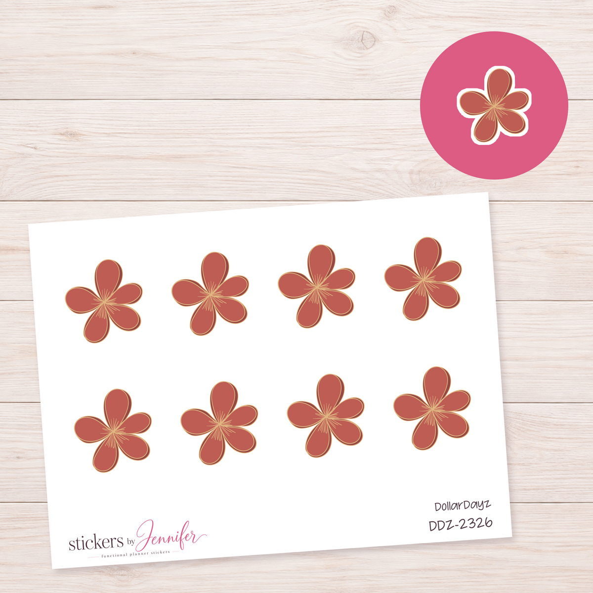 Terracotta Five-Petal Flower Planner Stickers | DDZ-2326