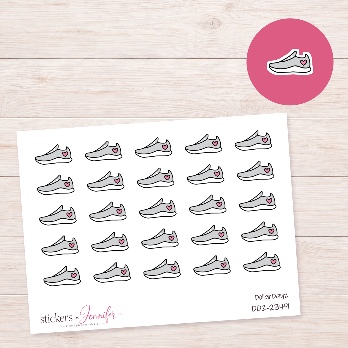 Gray Heart Sneaker Planner Stickers | DDZ-2349