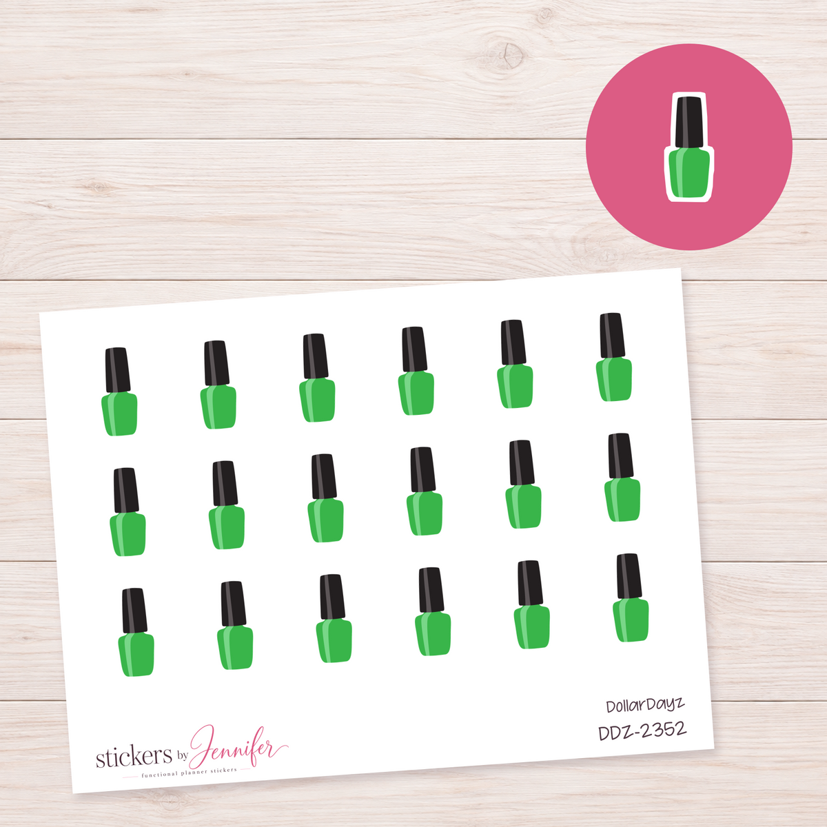 Bright Green Nail Polish Planner Stickers | DDZ-2352