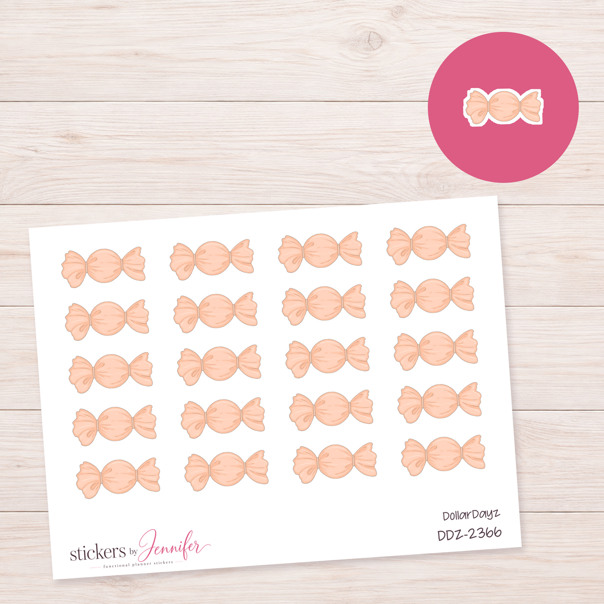 Peach Wrapped Candy Planner Stickers | DDZ-2366
