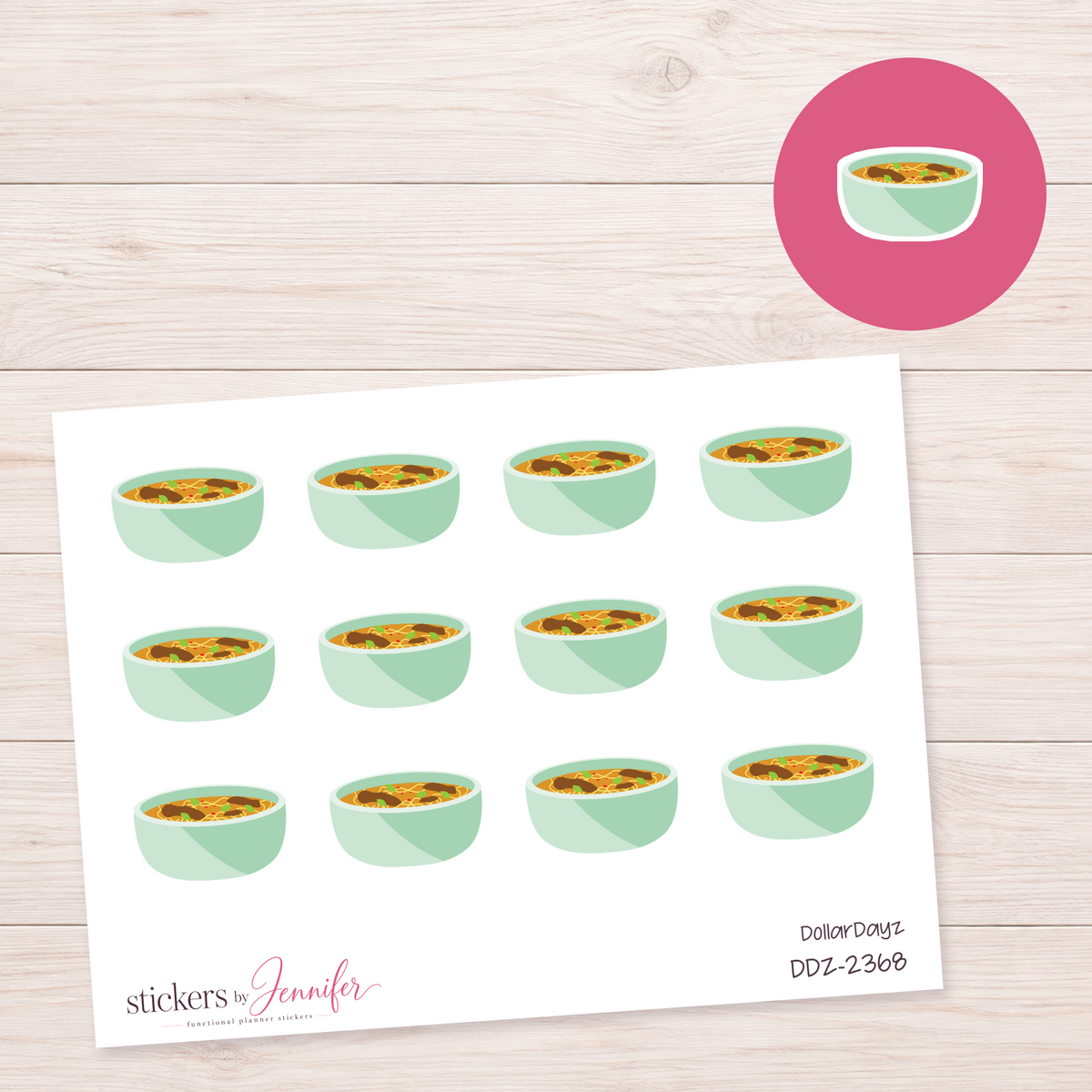Mint Soup Bowl Planner Stickers | DDZ-2368
