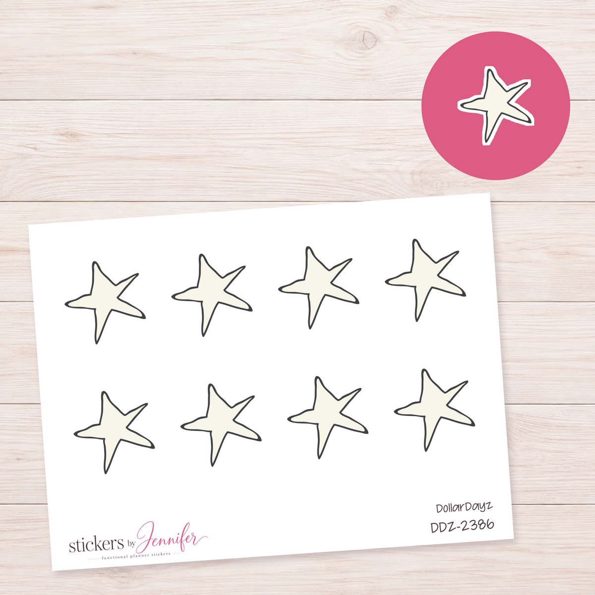 Pale Star Shape Planner Stickers | DDZ-2386