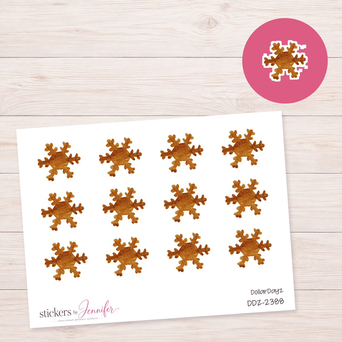 Golden Snowflake Planner Stickers | DDZ-2388