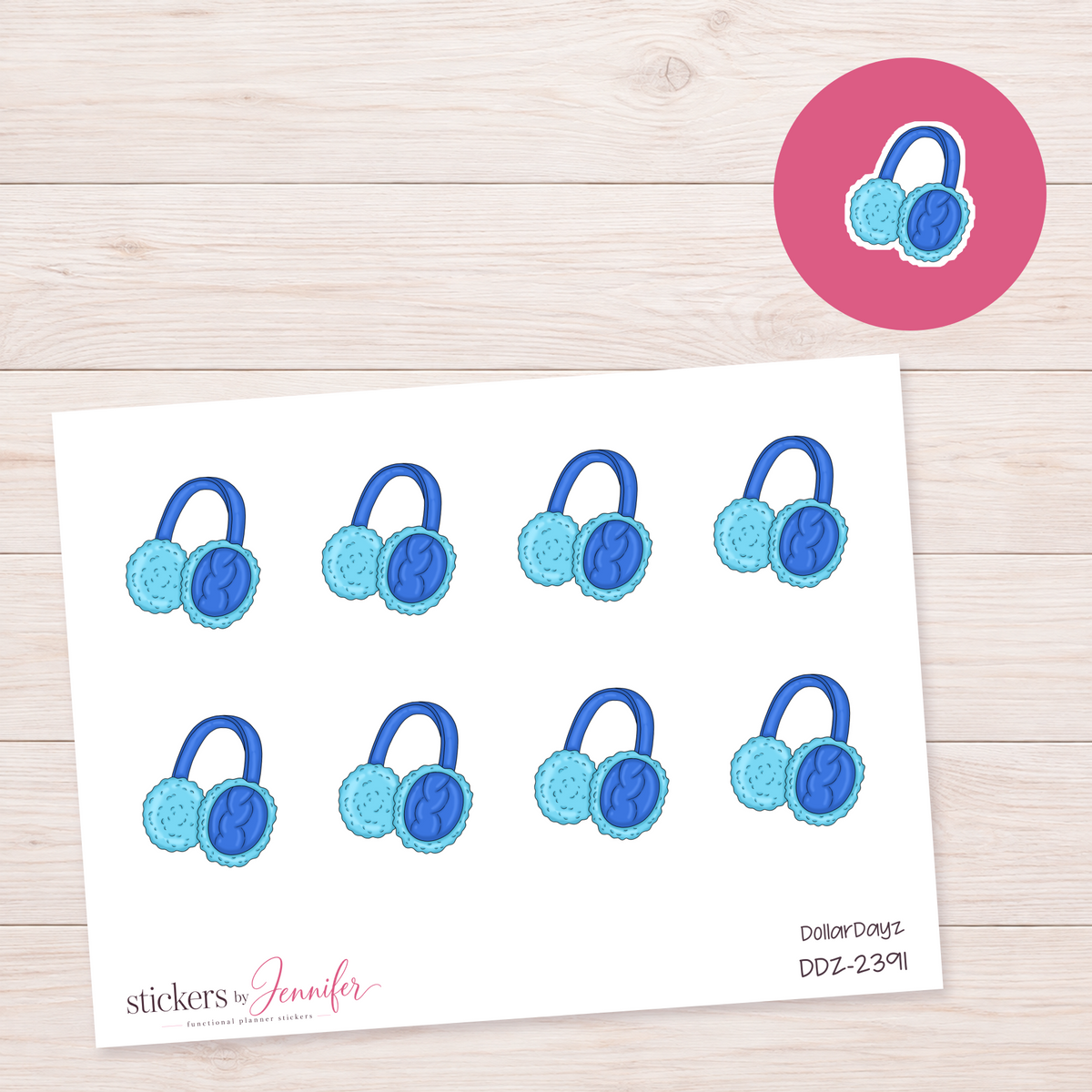Blue Earmuffs Planner Stickers | DDZ-2391