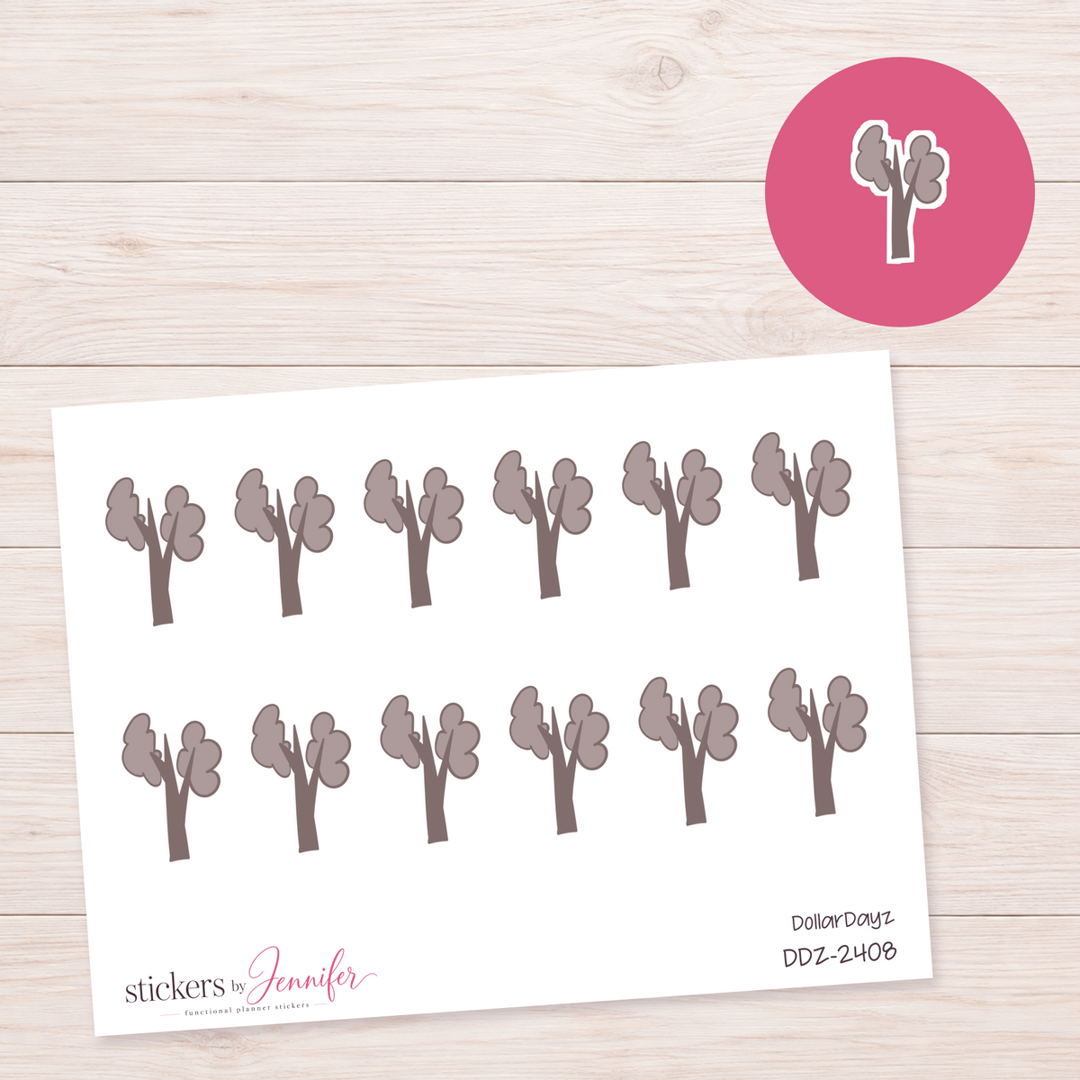 Muted Tree Icon Planner Stickers | DDZ-2408