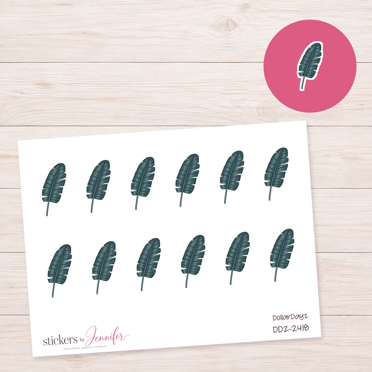 Deep Green Leaf Planner Stickers | DDZ-2418
