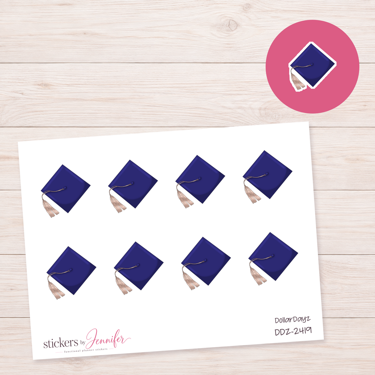 Blue Graduation Cap Planner Stickers | DDZ-2419