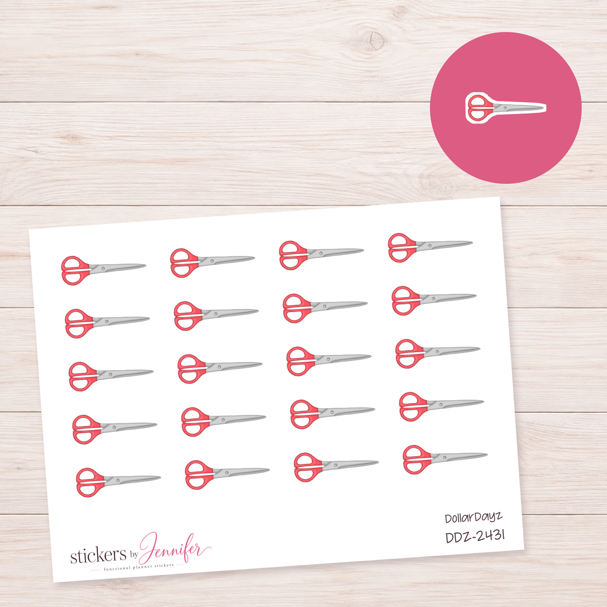 Red Scissors Planner Stickers | DDZ-2431
