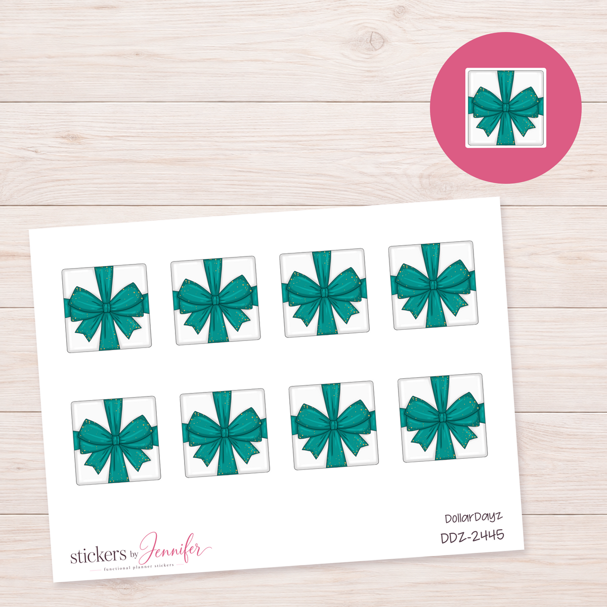 Teal Bow Gift Planner Stickers | DDZ-2445