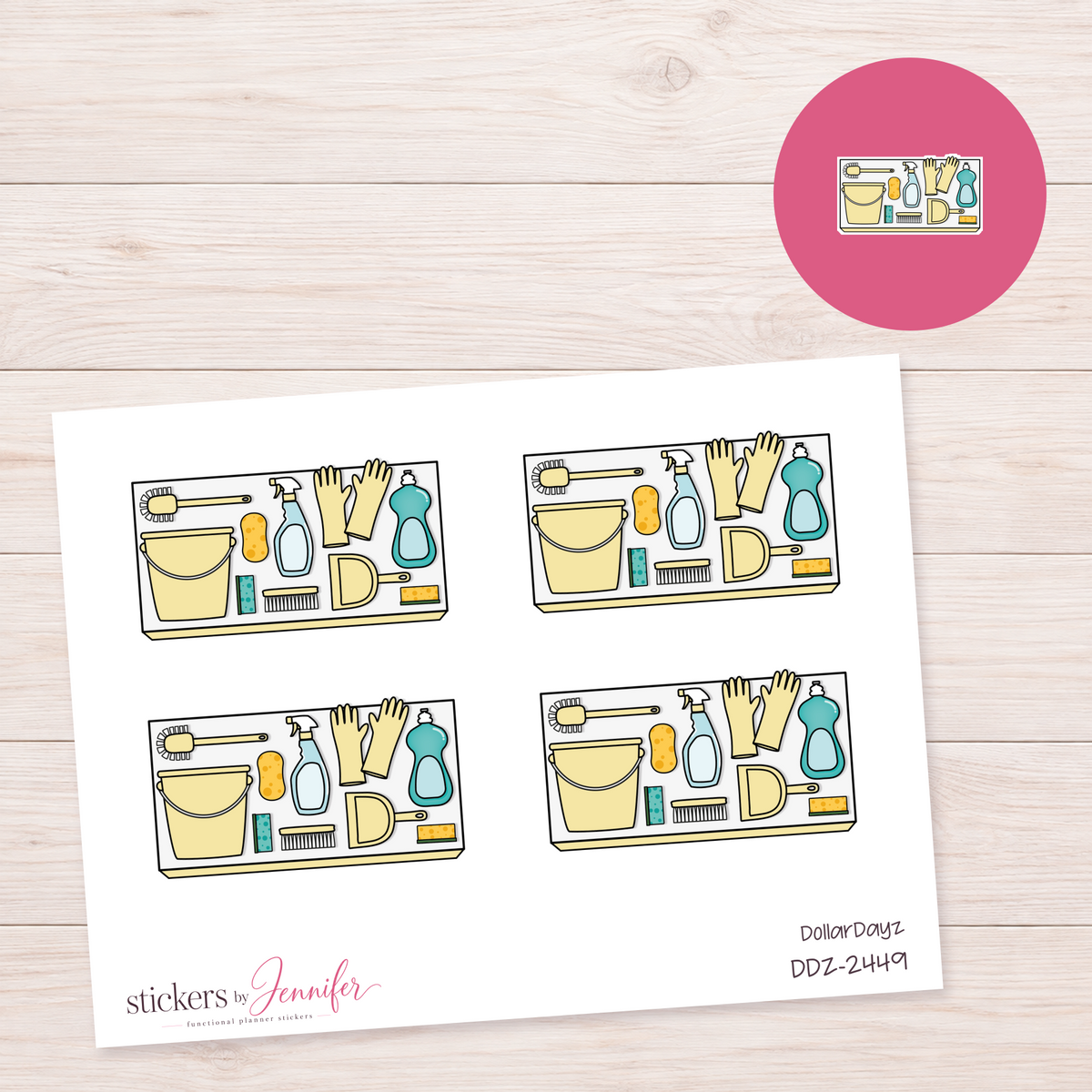 Cream Cleaning Supplies Planner Stickers | DDZ-2449