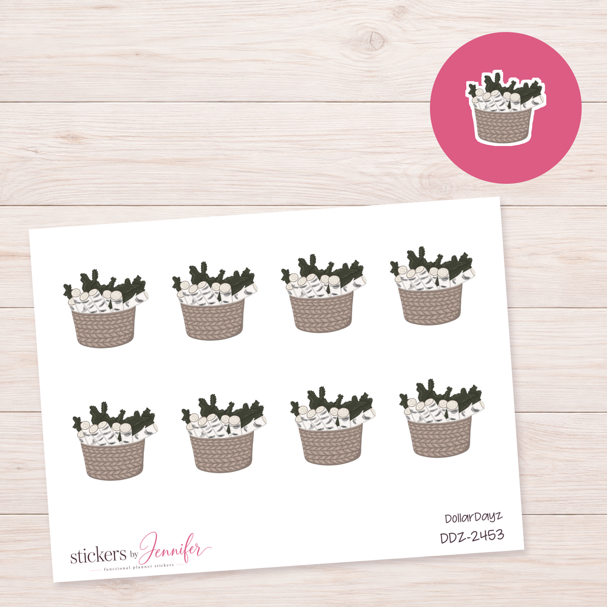 Winter Birch Basket Planner Stickers | DDZ-2453