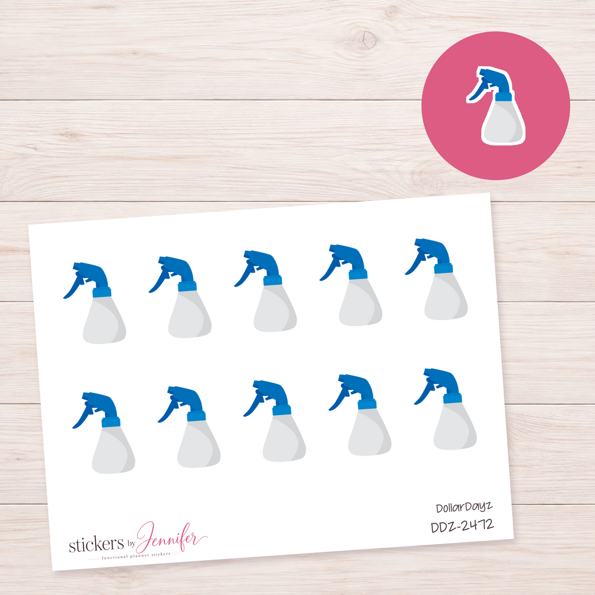Blue Spray Bottle Planner Stickers | DDZ-2472