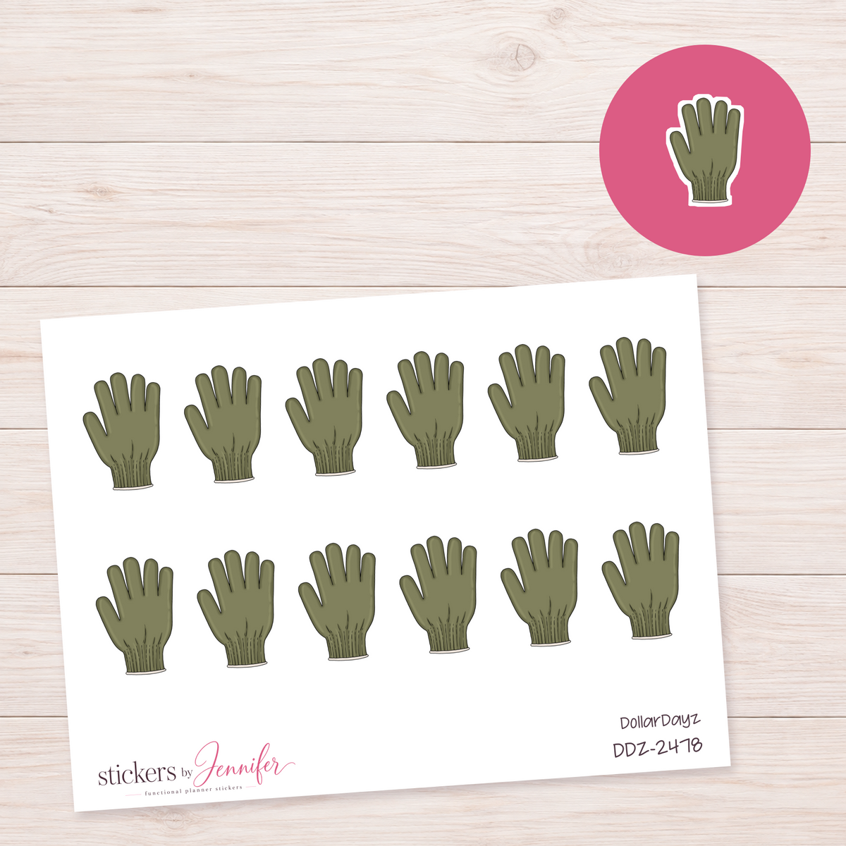 Green Knit Glove Planner Stickers | DDZ-2478