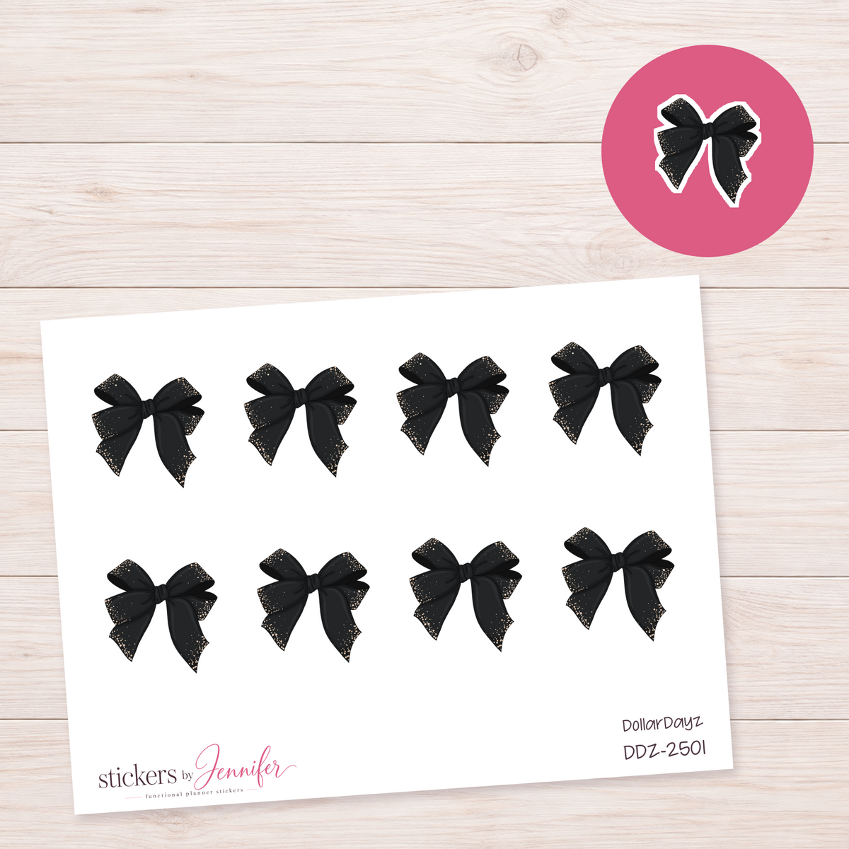 Black Ribbon Bow Planner Stickers | DDZ-2501