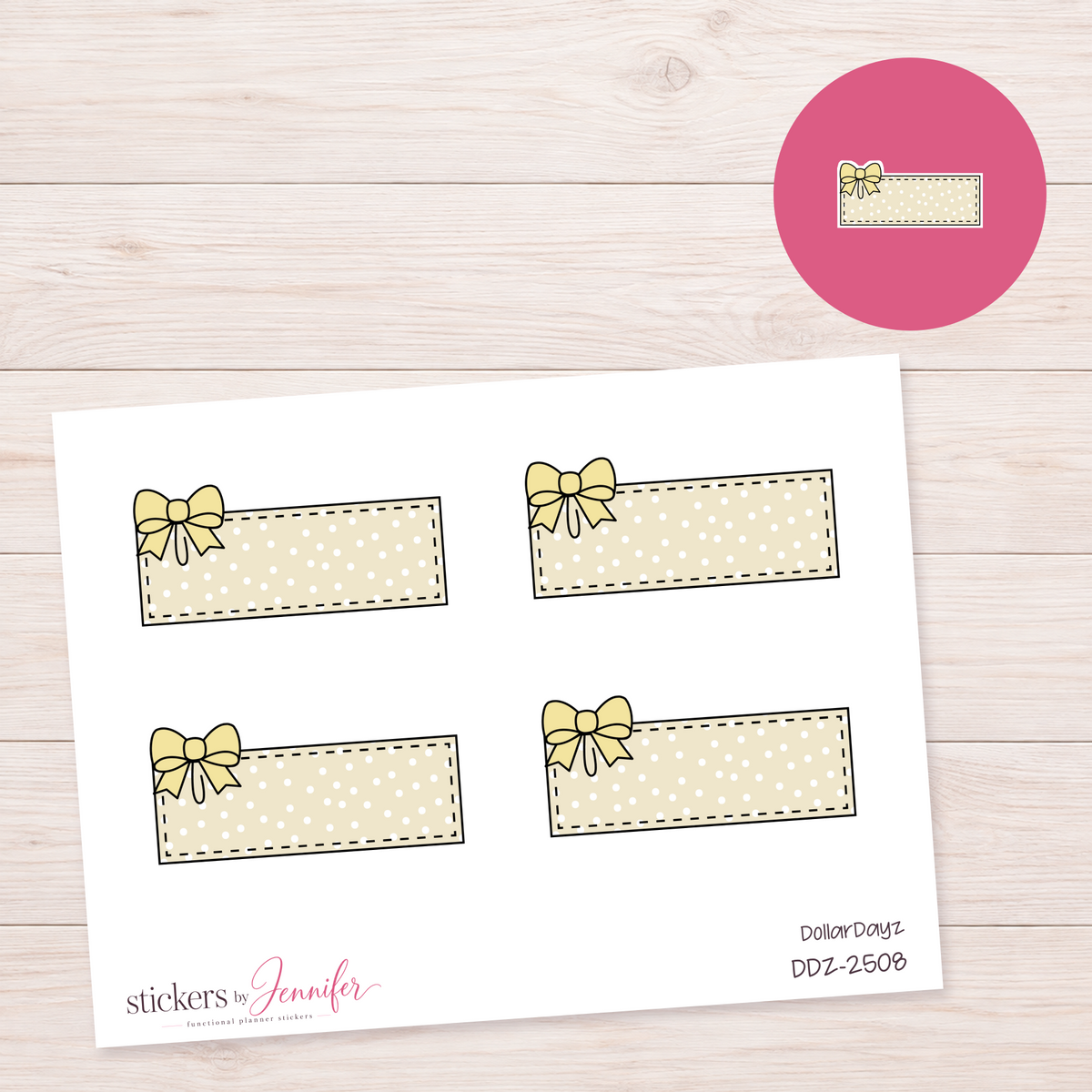 Cream Bow Label Planner Stickers | DDZ-2508
