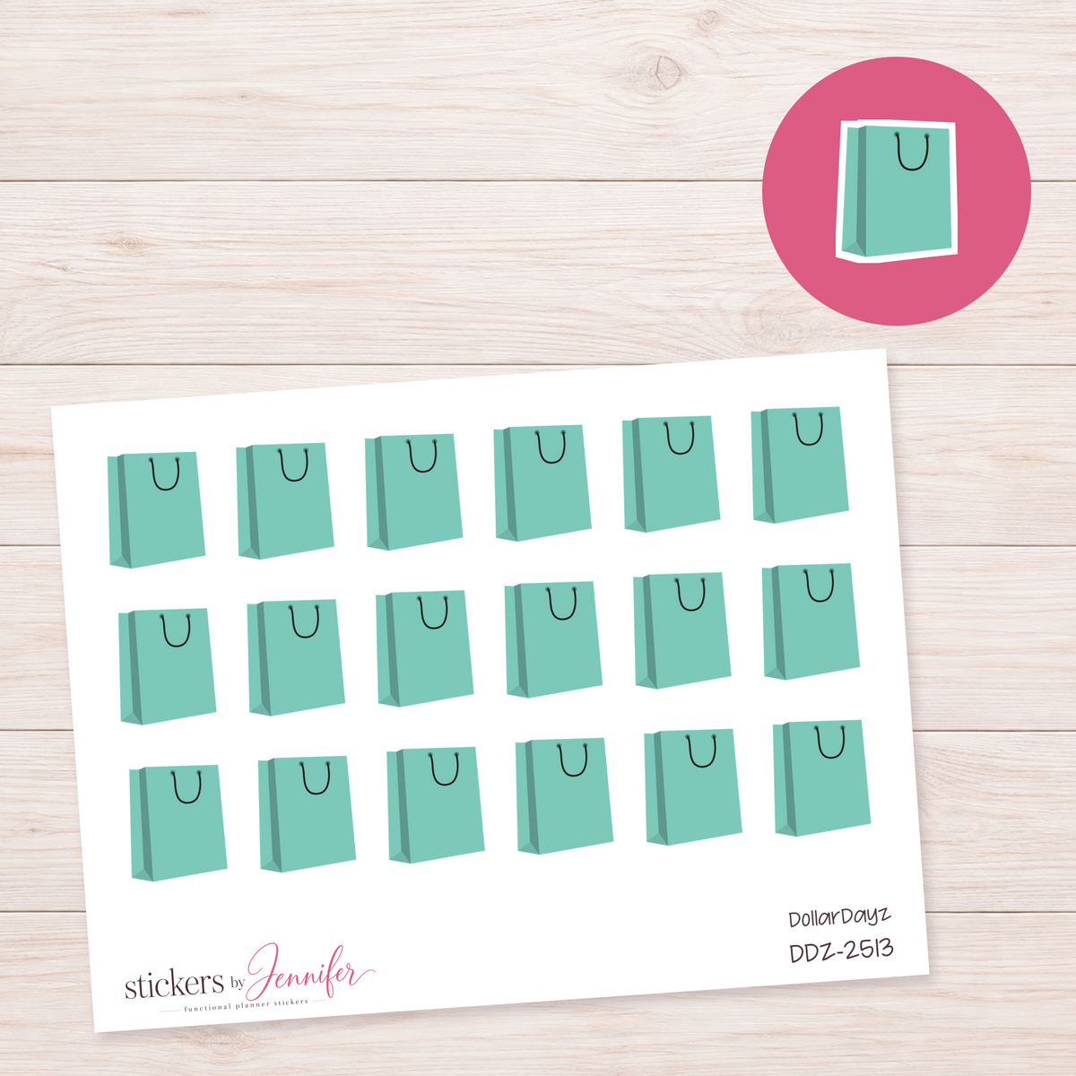 Seafoam Shopping Bag Planner Stickers | DDZ-2513