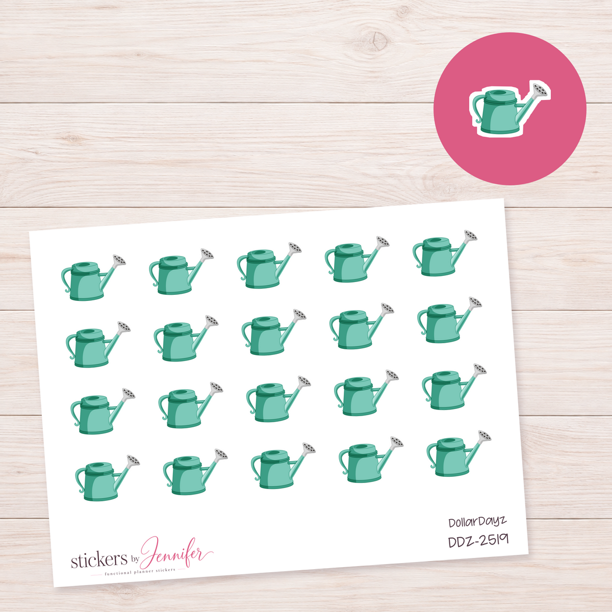 Seafoam Watering Can Planner Stickers | DDZ-2519