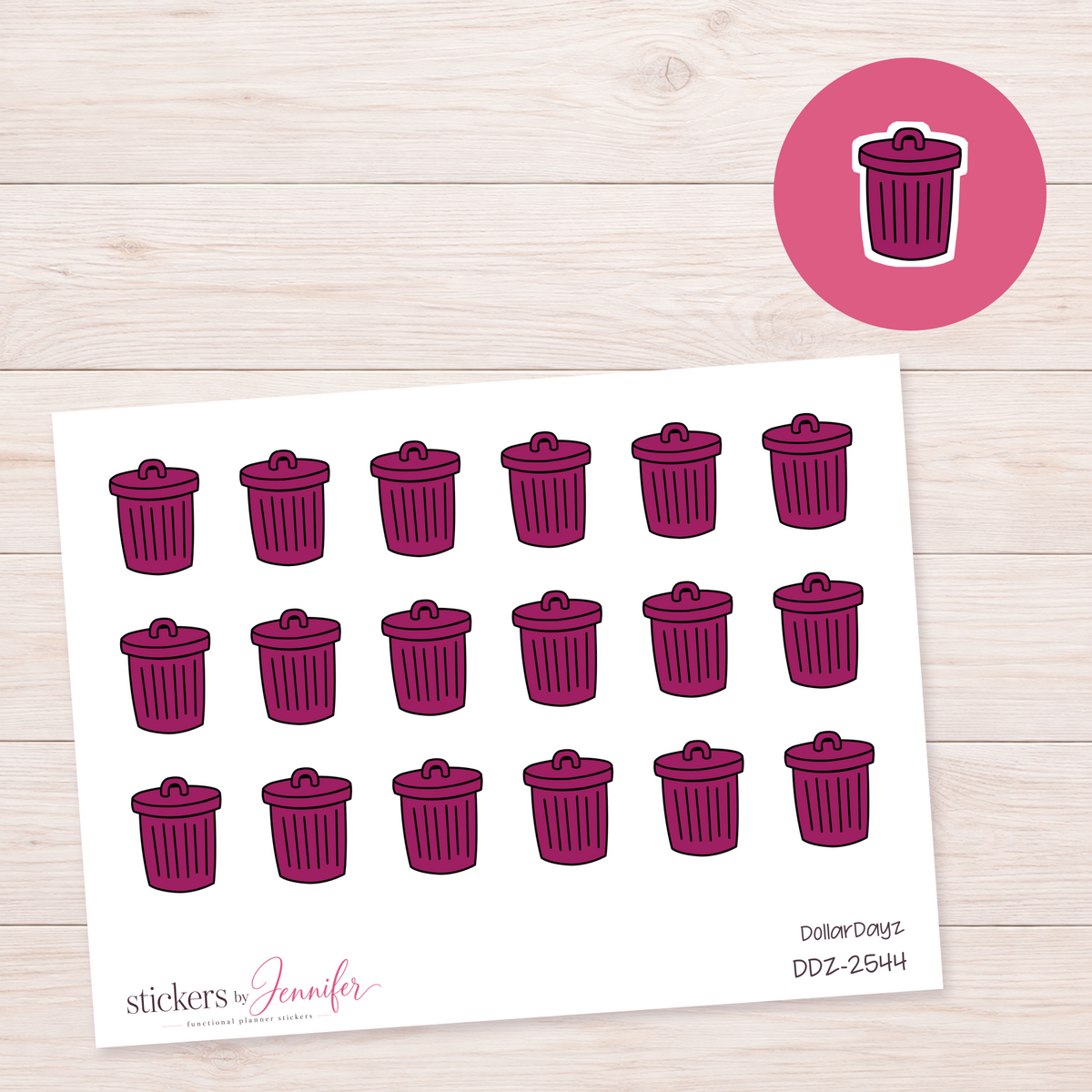 Berry Trash Can Planner Stickers | DDZ-2544