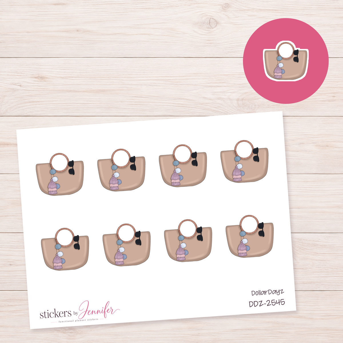 Neutral Tote with Charms Planner Stickers | DDZ-2545