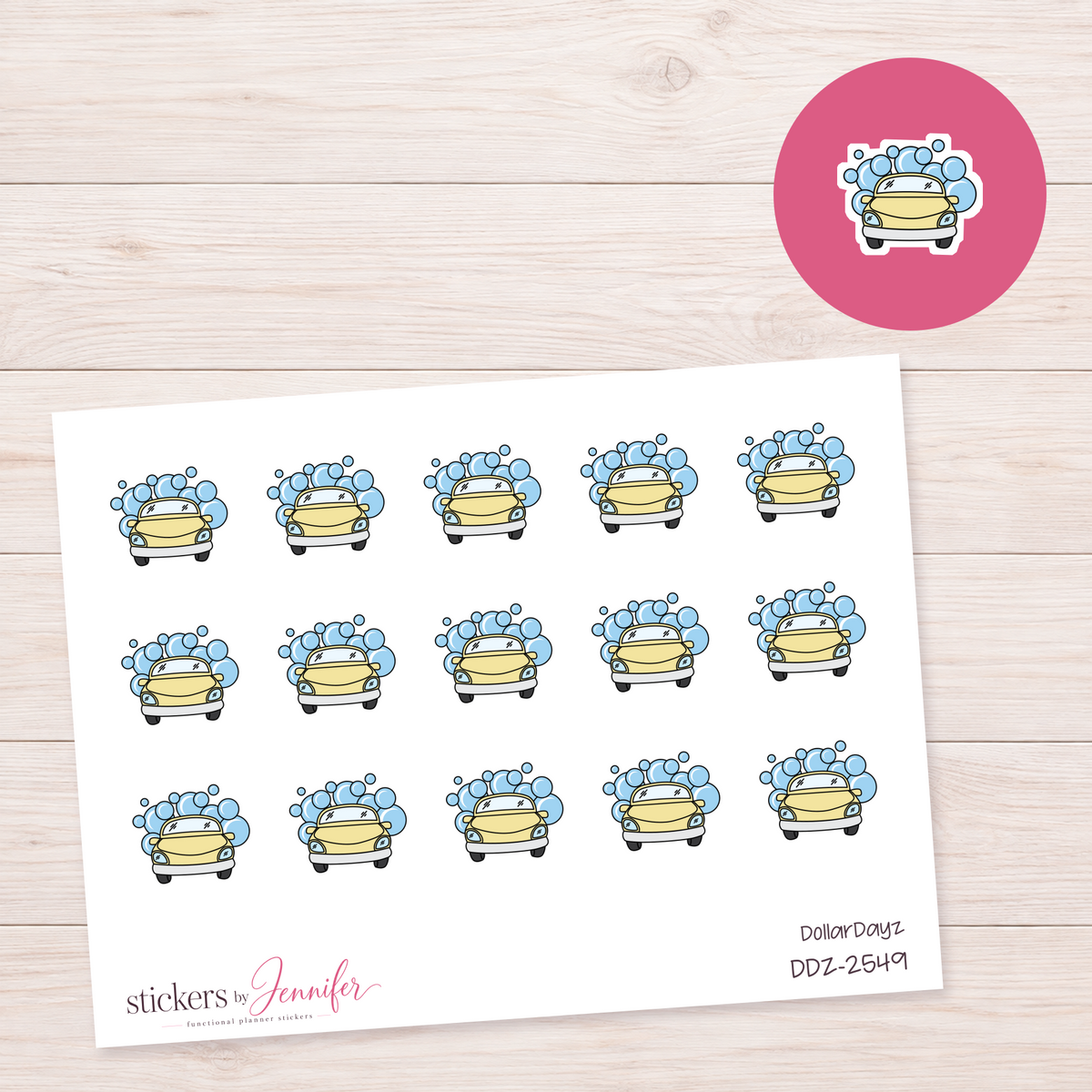 Cream Car Wash Planner Stickers | DDZ-2549