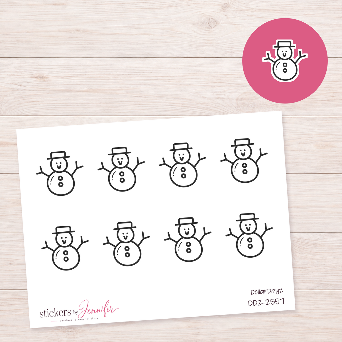 Snowman Outline Planner Stickers | DDZ-2557