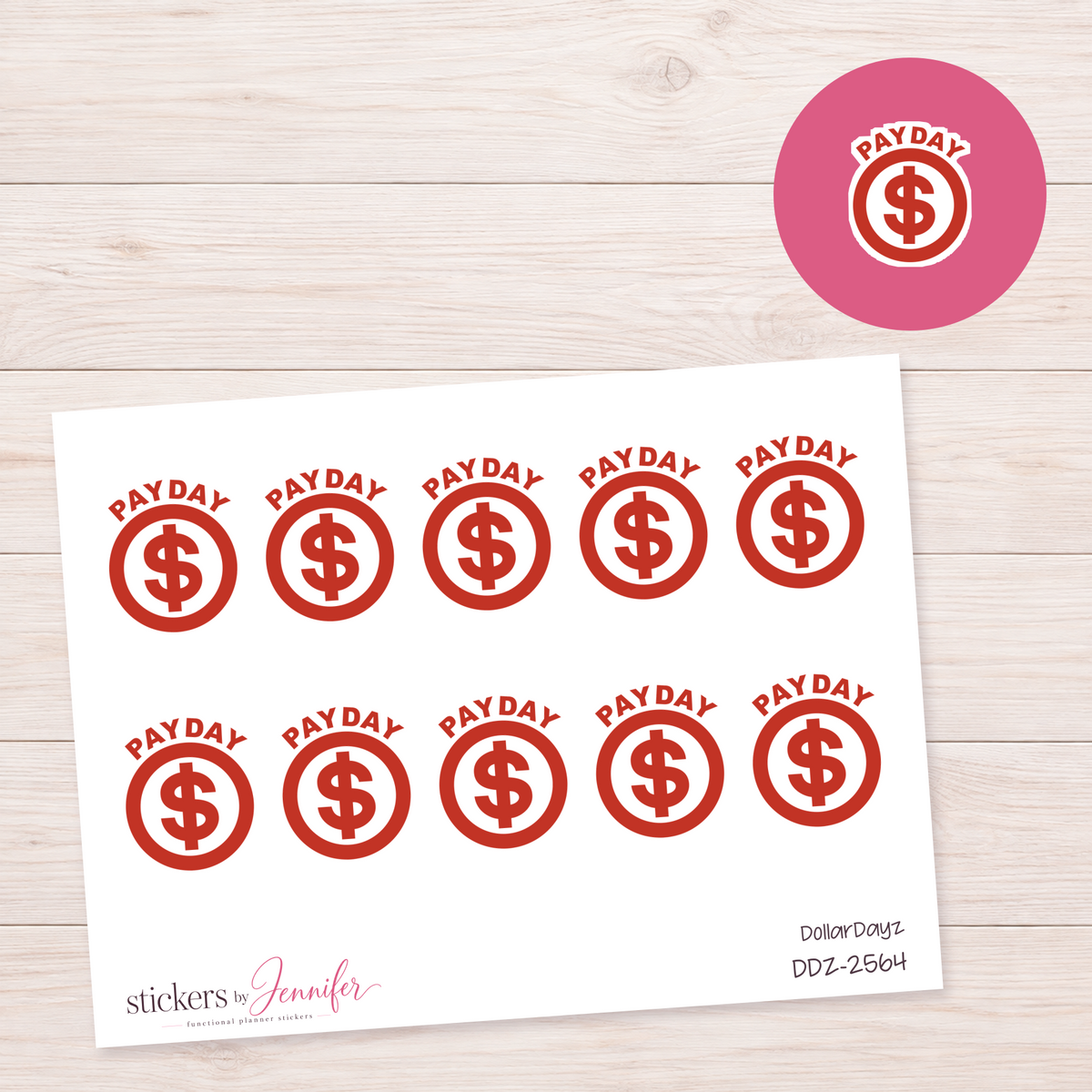 Red Payday Planner Stickers | DDZ-2564
