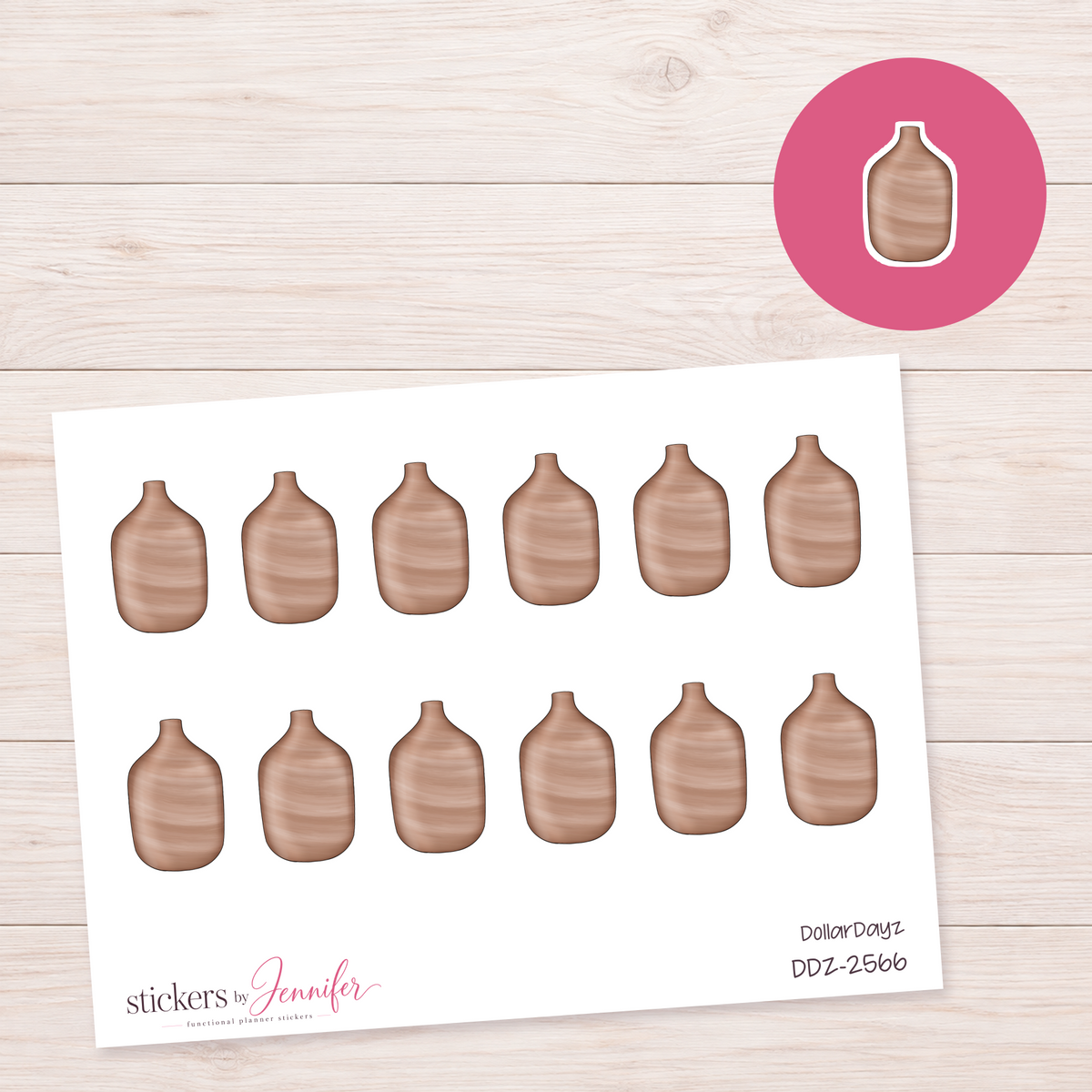 Neutral Ceramic Vase Planner Stickers | DDZ-2566