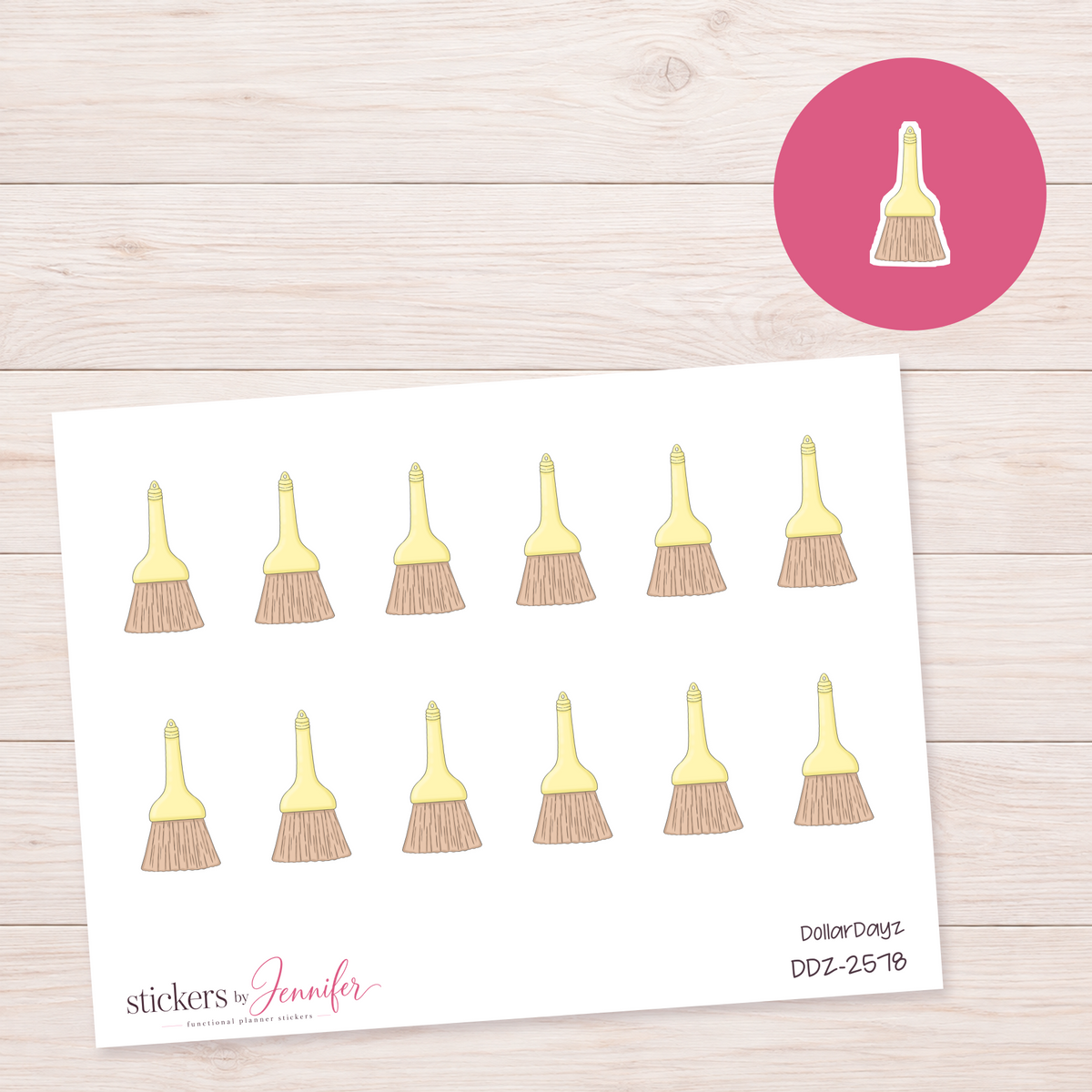 Yellow Broom Planner Stickers | DDZ-2578