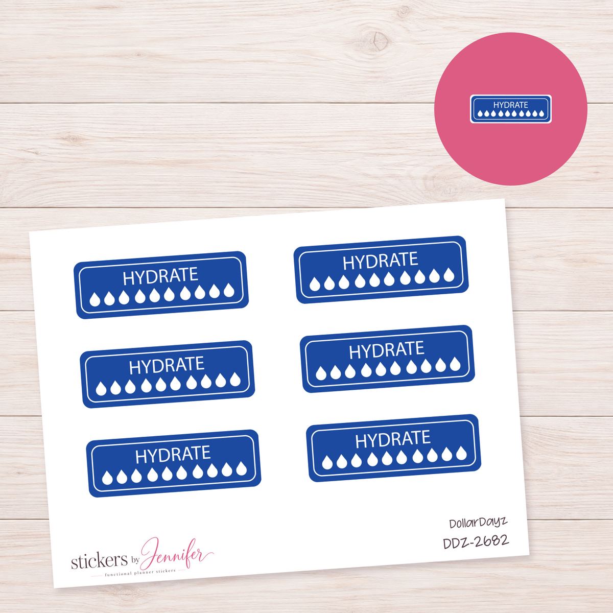 Royal Blue Hydration Tracker Planner Stickers | DDZ-2682