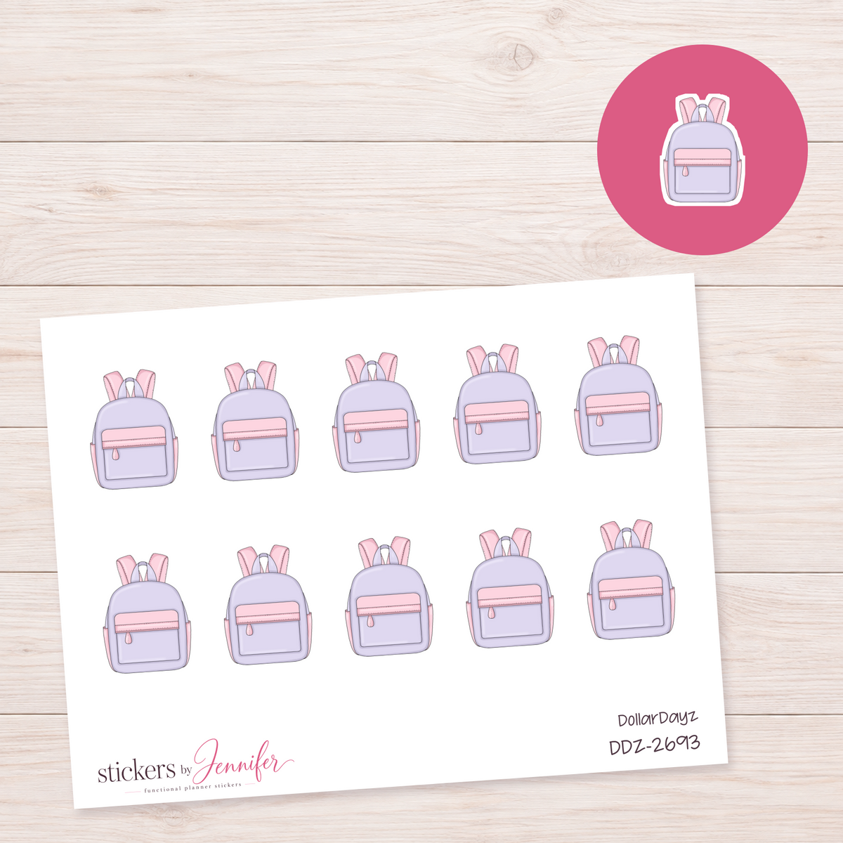 Lavender School Backpack Planner Stickers | DDZ-2693