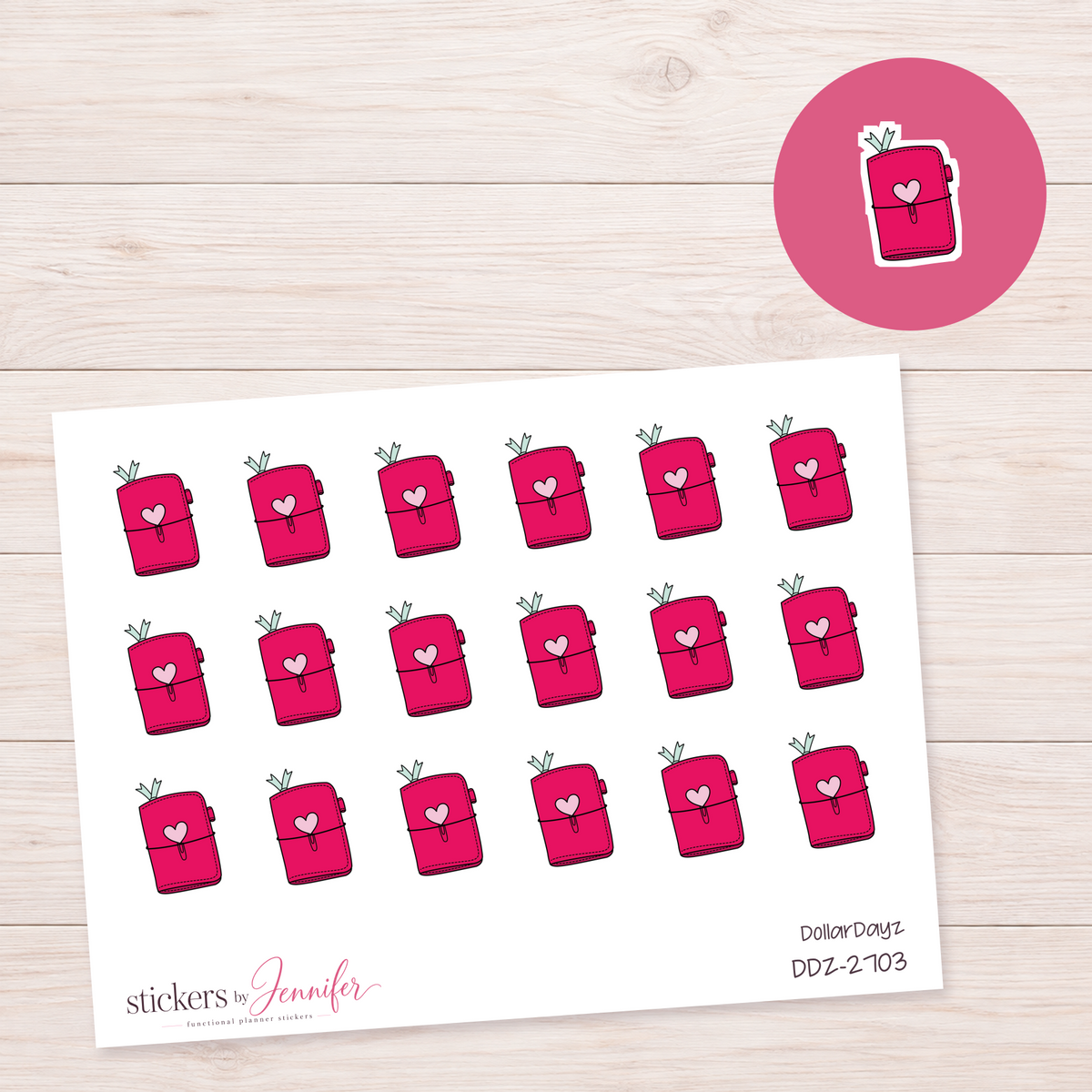 Hot Pink Heart Planner Planner Stickers | DDZ-2703