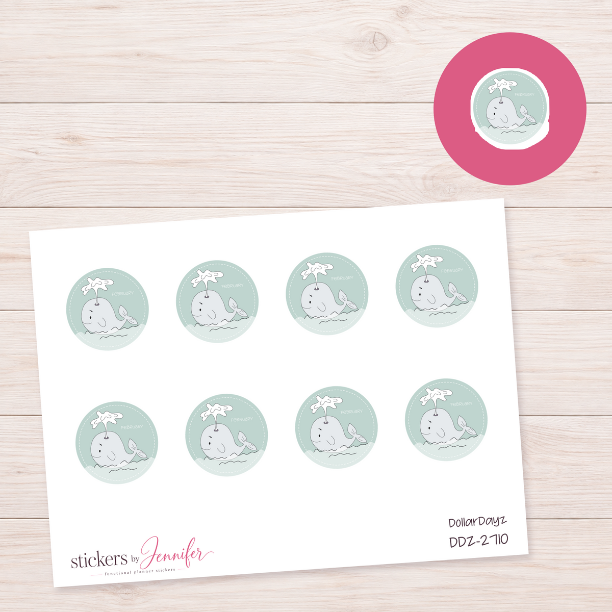 Little Whale Circle Planner Stickers | DDZ-2710