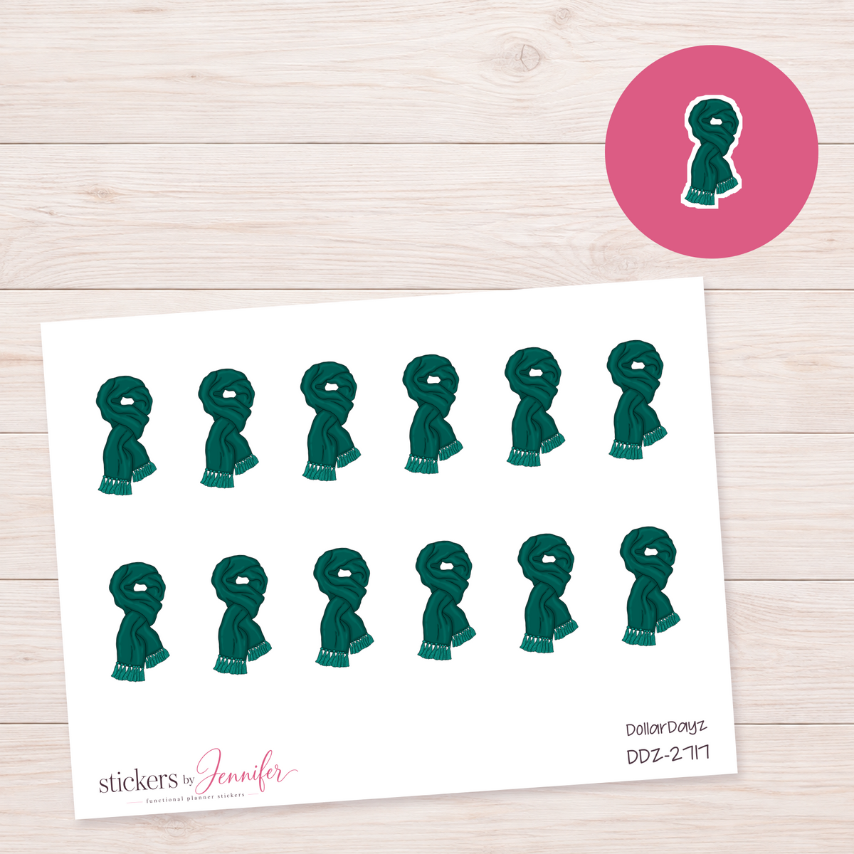 Deep Green Scarf Planner Stickers | DDZ-2717