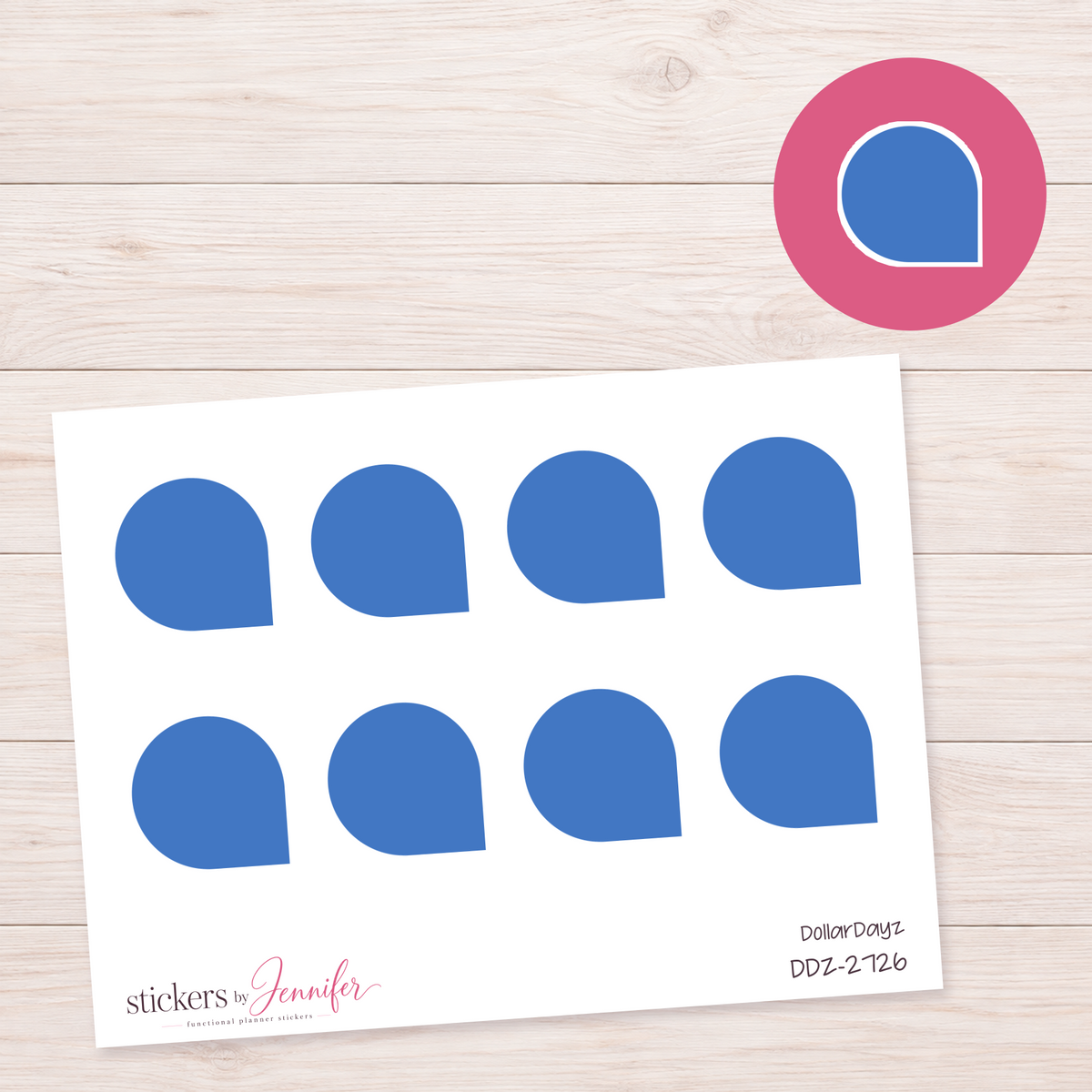 Blue Rounded Shape Planner Stickers | DDZ-2726