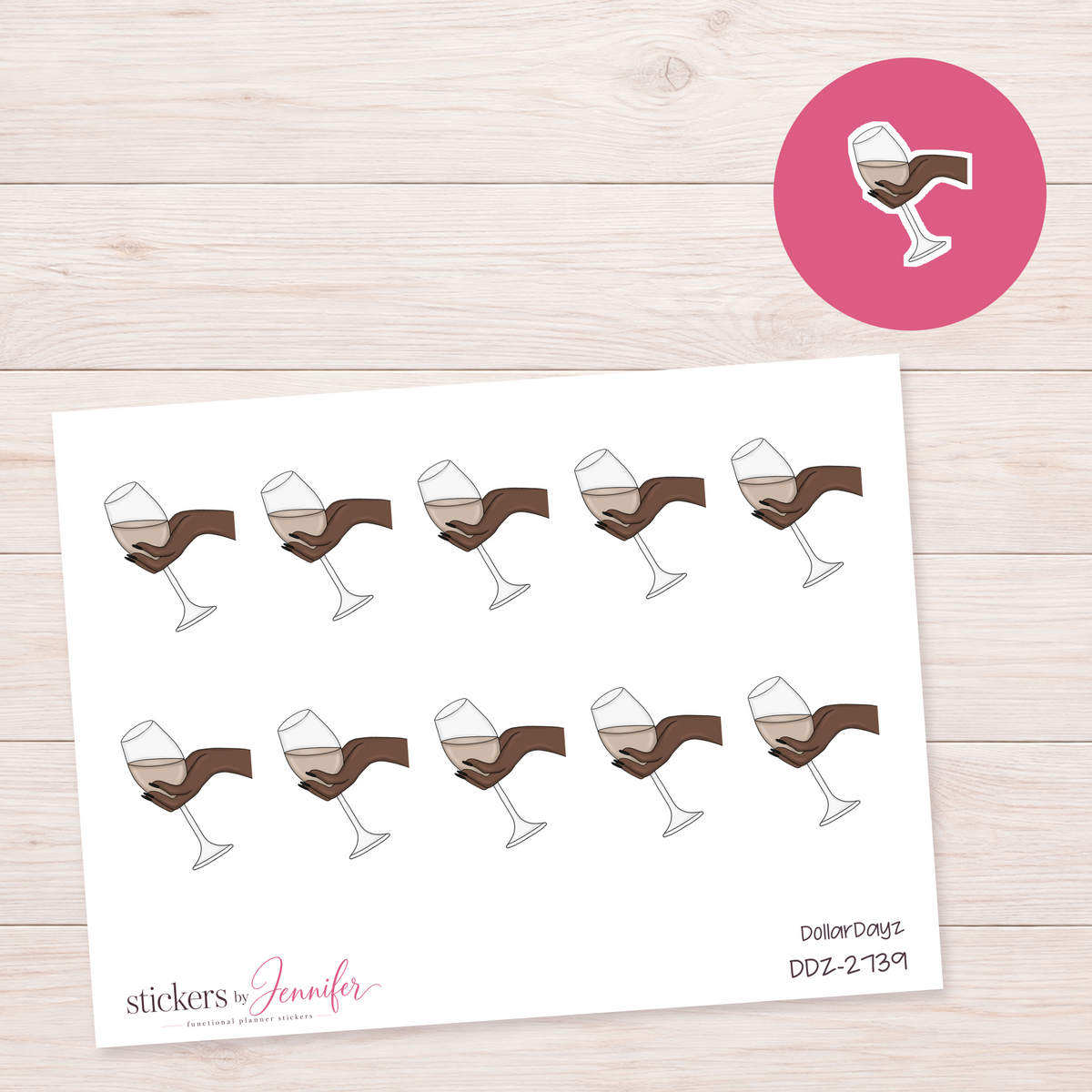 Wine Glass in Hand Planner Stickers | DDZ-2739