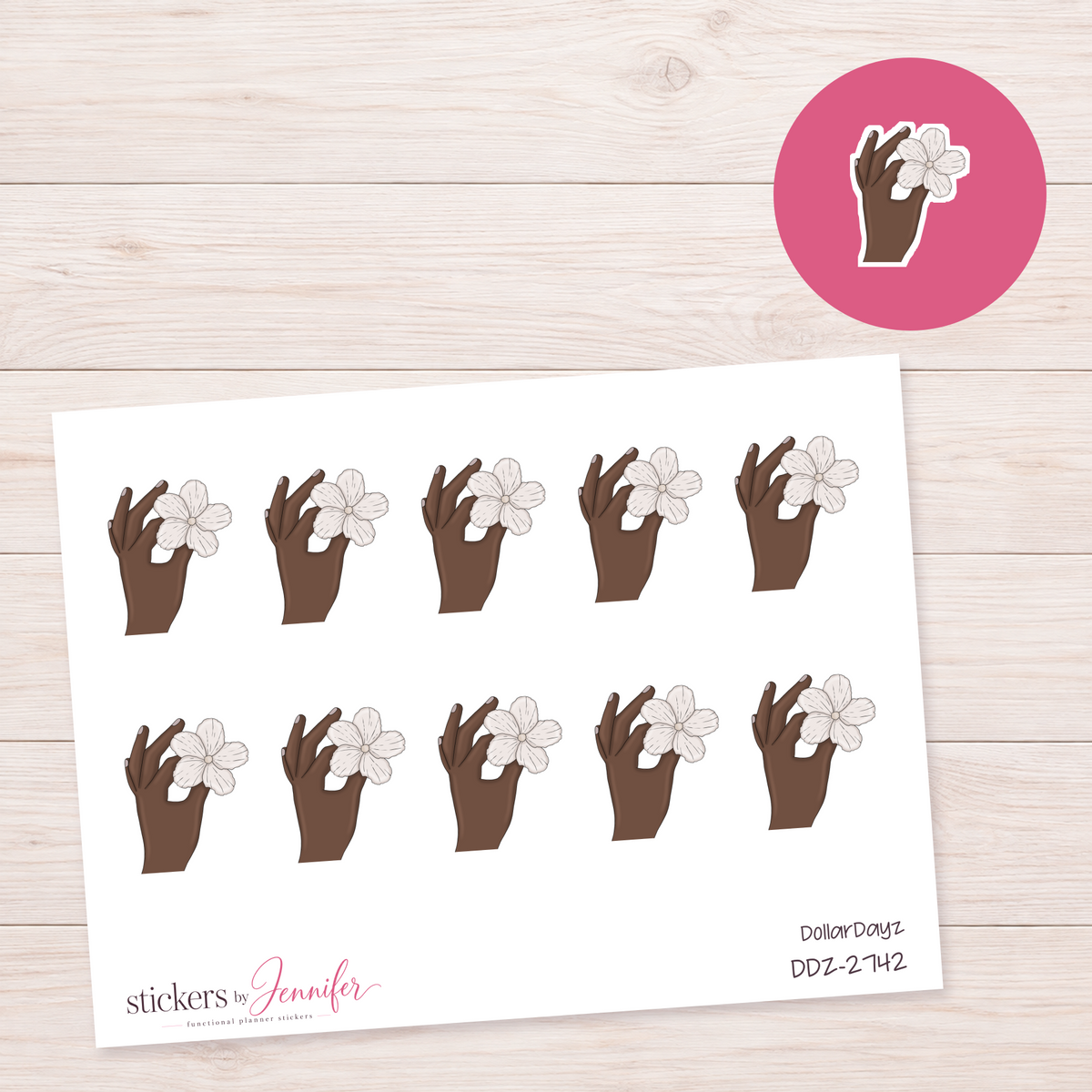 White Flower in Hand Planner Stickers | DDZ-2742