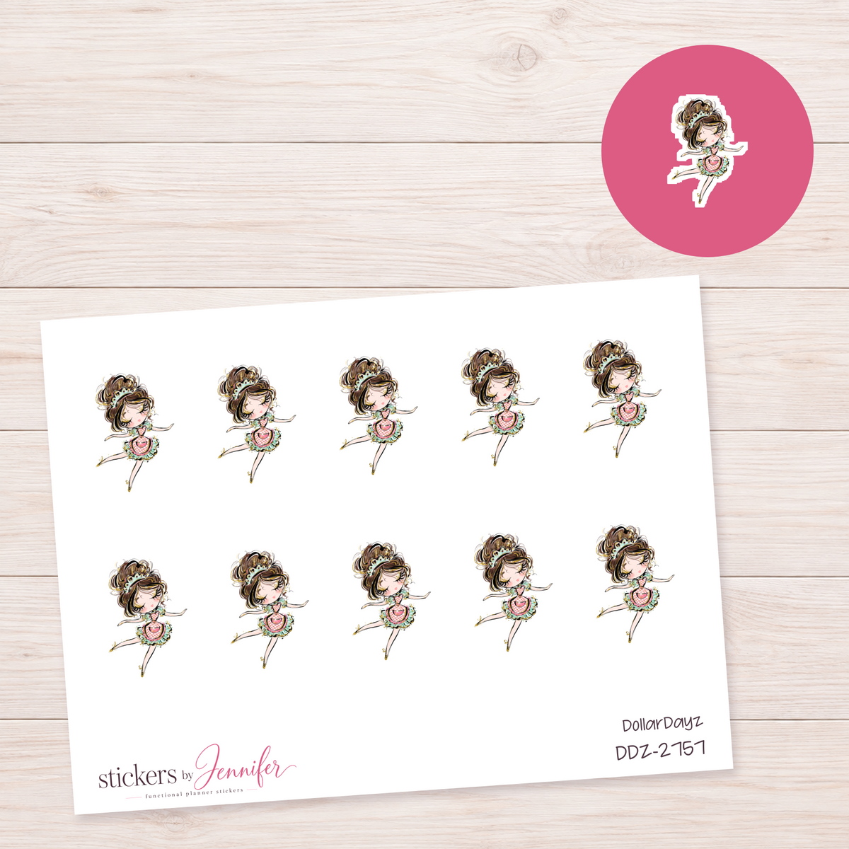 Brown-Haired Fairy Planner Stickers | DDZ-2757