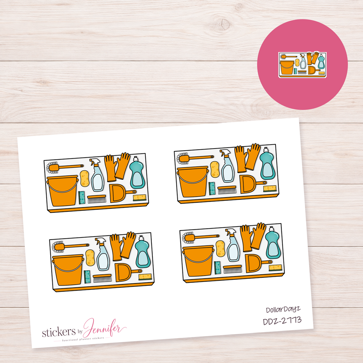Orange Cleaning Supplies Planner Stickers | DDZ-2773