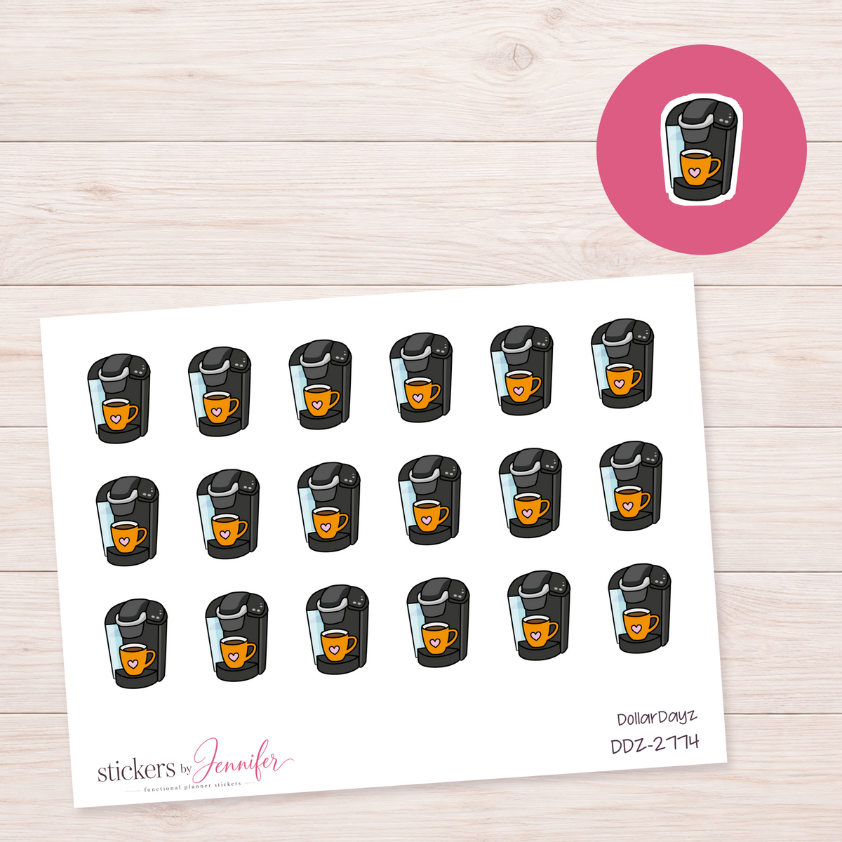 Orange Coffee Maker Planner Stickers | DDZ-2774