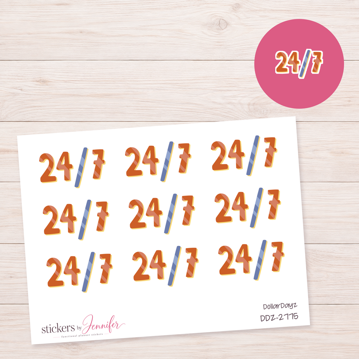 Twenty-Four Seven Lettering Planner Stickers | DDZ-2775
