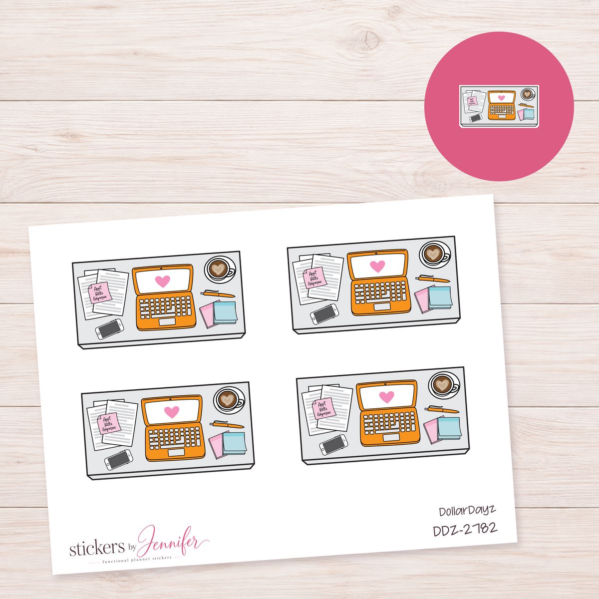 Orange Laptop Workspace Planner Stickers | DDZ-2782