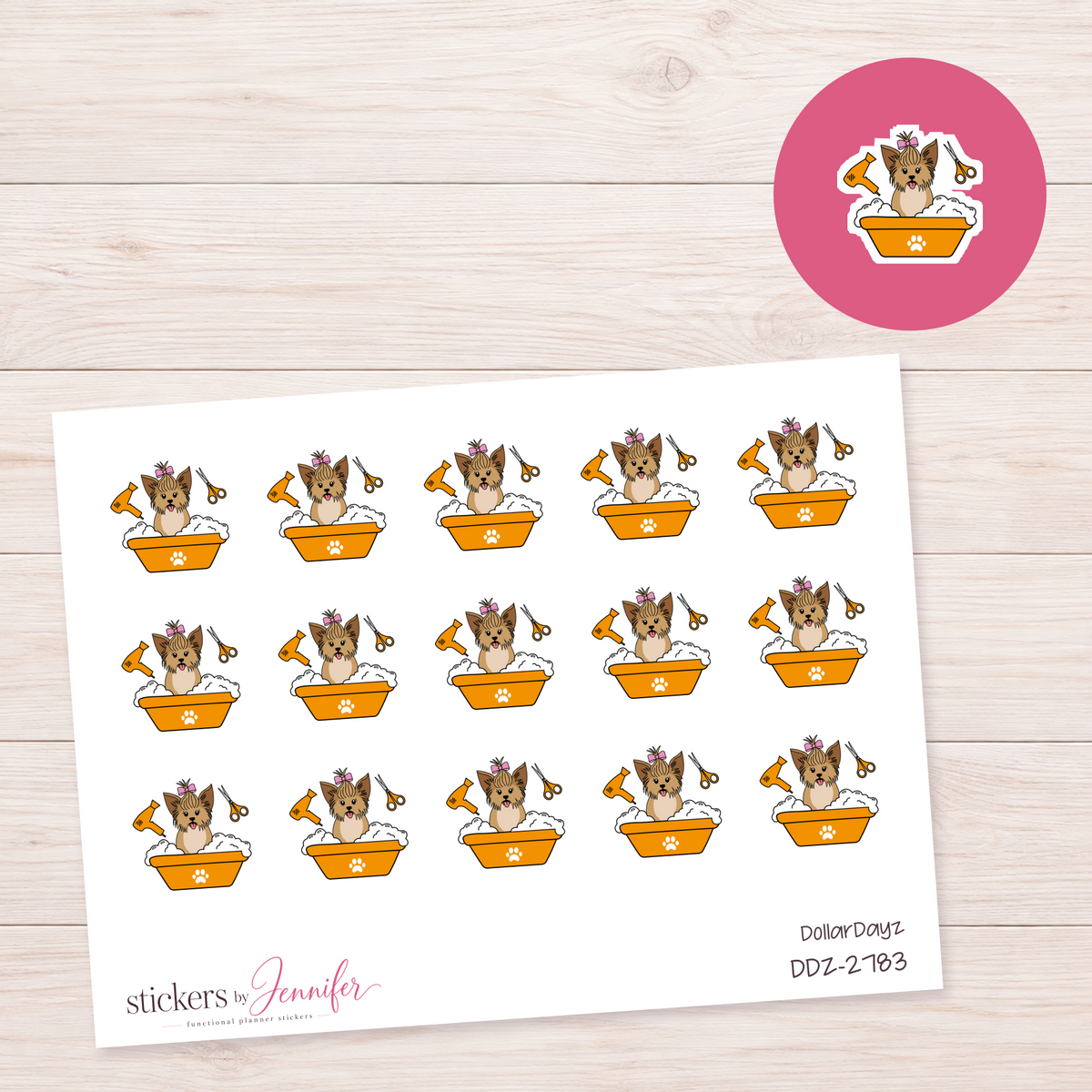 Orange Dog Grooming Bath Planner Stickers | DDZ-2783
